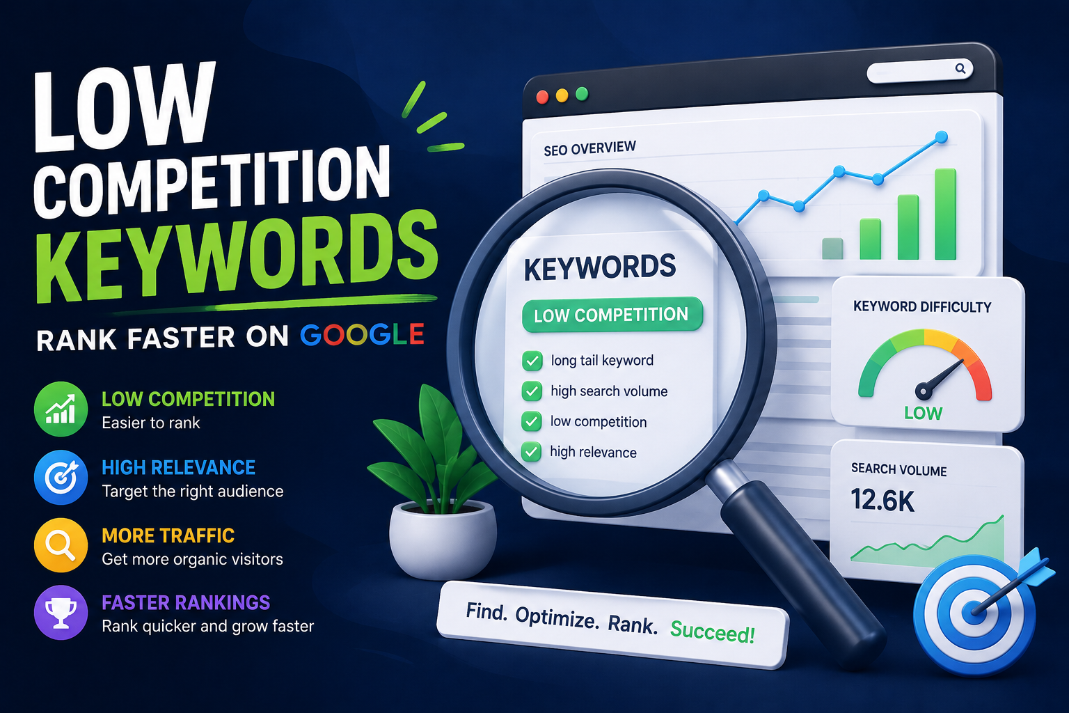 SEO dashboard with low competition